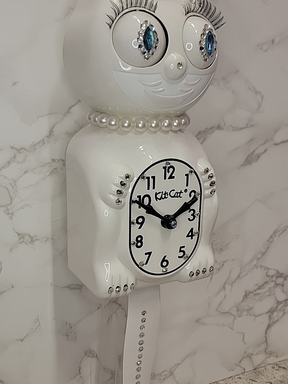 Jeweled White Lady Kit-Cat Klock clock SUPER RARE Vintage - Picture 6 of 7